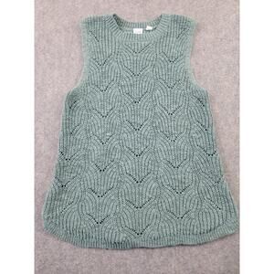 Gap Sweater Vest Womens XS Petite Green Knit Pullover Chunky Casual Preppy